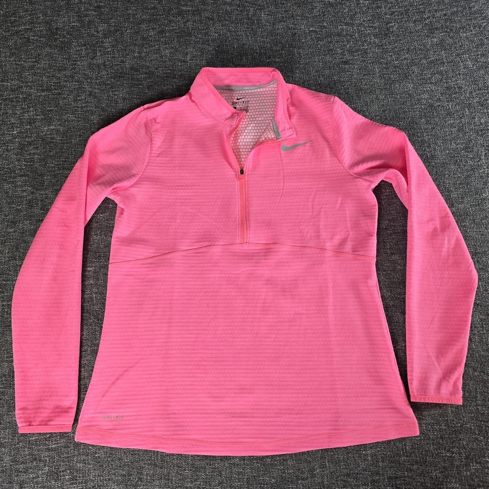 Nike Golf Dri-FIT Pink Quarter Zip Pullover Long Sleeve AH4503-686 Womens Large